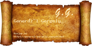 Generál Gergely névjegykártya